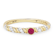 Buy Ladys Yellow Gold 14K Ring with Round Diamonds and Ruby 
