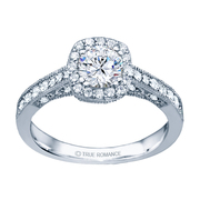 14k White Gold Round Cut Halo Vintage Engagement Ring